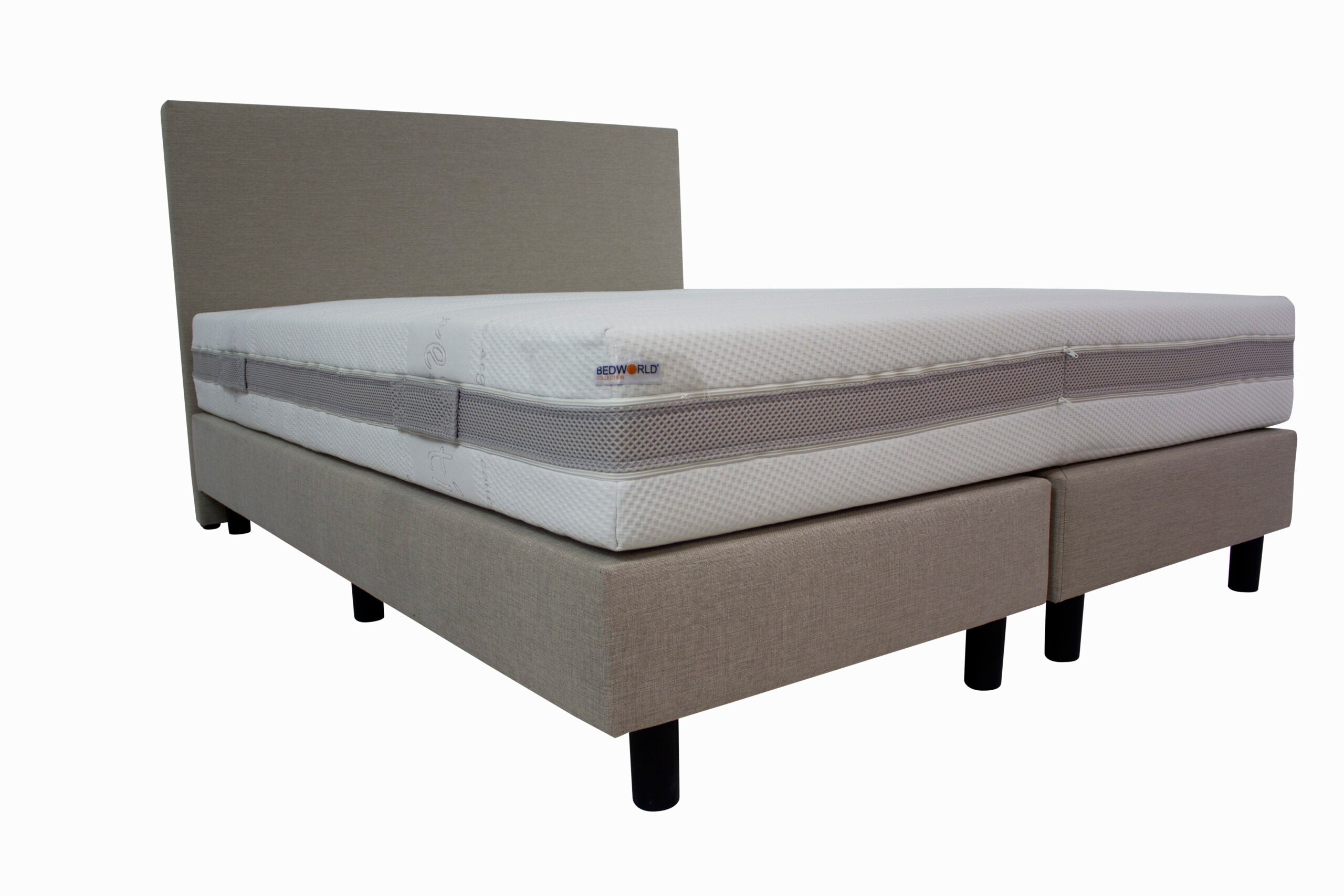 Boxspring Combinatie - Budget creme beige inclusief micropocketmatras Traagschuim - 140 x 200 cm - Bedworld B.V.